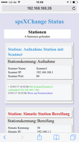 spsXChange Simatic und Scanner Stationsüberwachung auf Handy