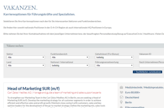 Vakanzen Protal von Executive Circle - Such nach freien Stellen im Gesundheitssektor
